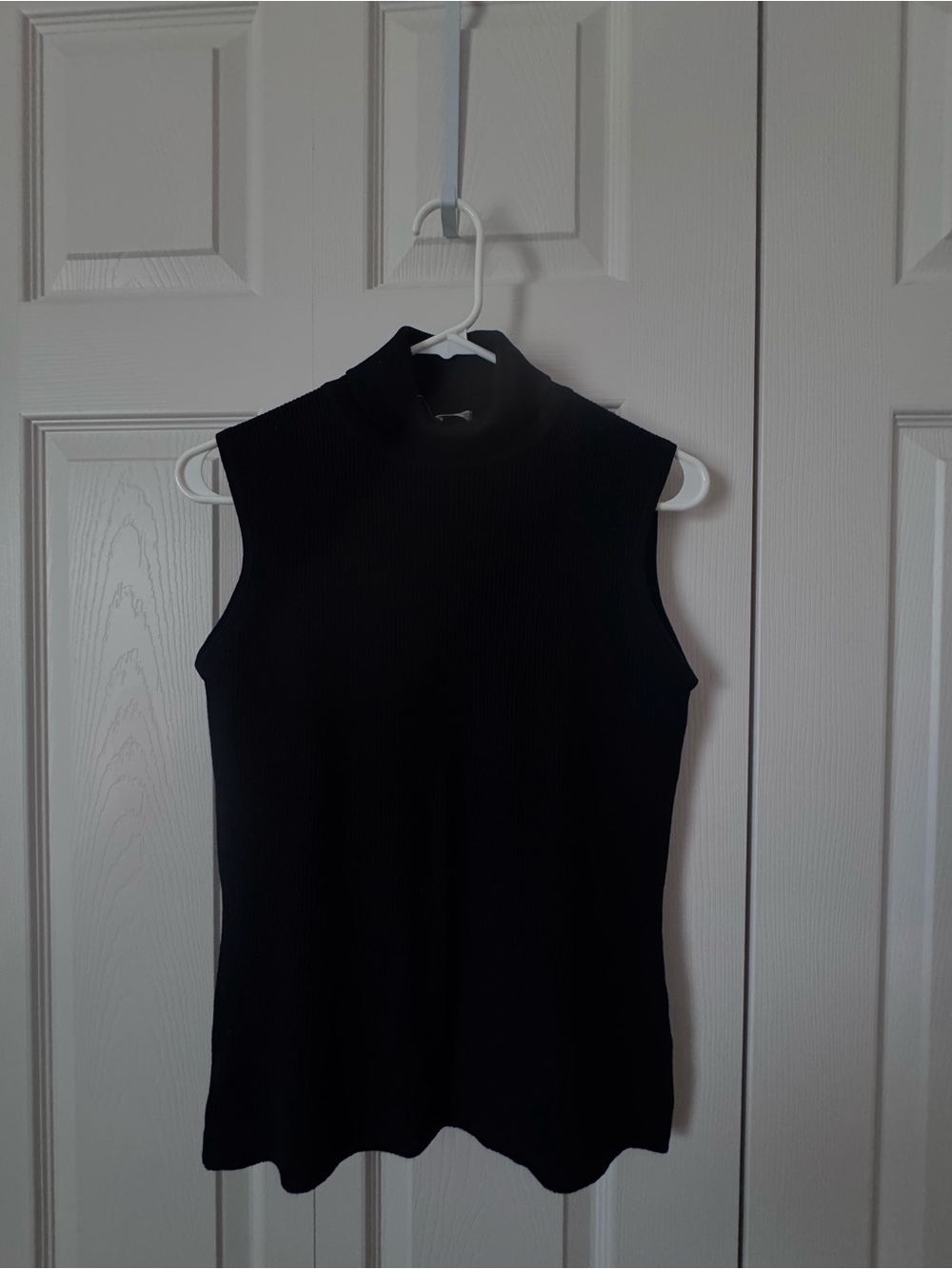 Calvin Klein Collection Black Ribbed Mock Neck Top